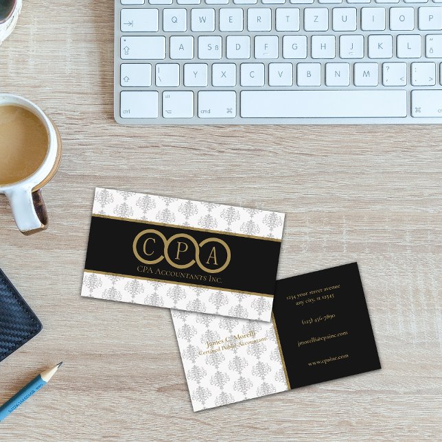 CPA | Redovisad Professionell vit | Svart Visitkort (Skapare uppladdad)