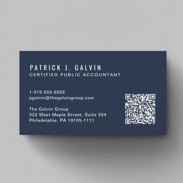 CPA-revisor QR-kod Blå Visitkort (CPA Accountant QR Code Blue Business Card)
