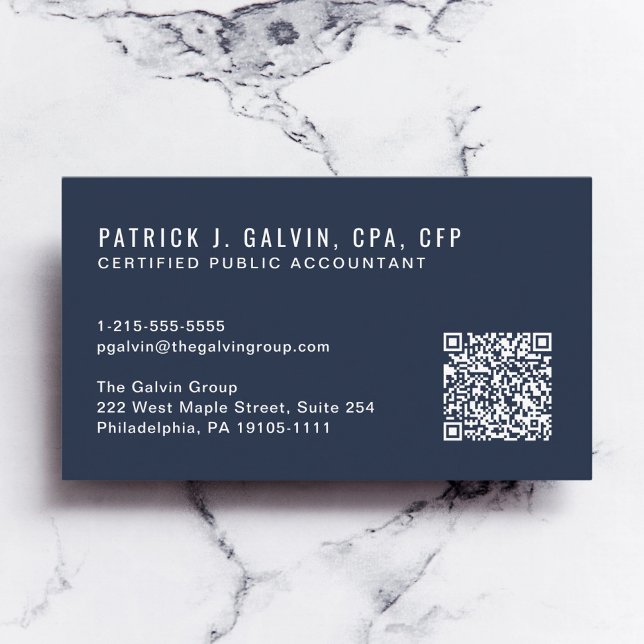 CPA-revisor QR-kod Blå Visitkort (CPA Accountant QR Code Blue Business Card)