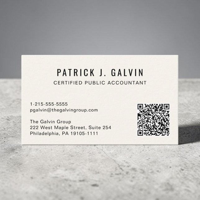 CPA-revisor QR-kod kräm Visitkort (CPA Accountant QR Code Cream Business Card)