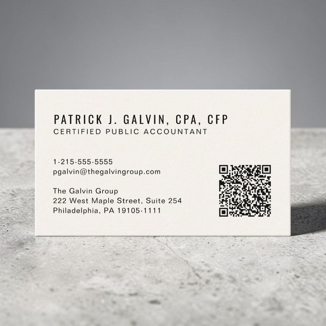 CPA-revisor QR-kod kräm Visitkort (CPA Accountant QR Code Cream Business Card)