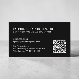 CPA-revisor QR-kod Svart Visitkort