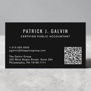 CPA-revisor Svart QR-kod Visitkort