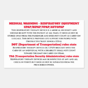 CPAP-varningsskylt för sömnapnea på Rektangulärt Klistermärke