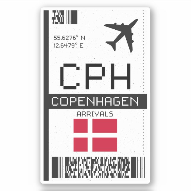CPH Köpenhamnsboardingpass - Danmark Travel Klistermärken (Framsida)