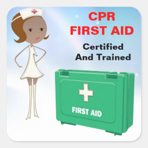 Cpr-första hjälpklistermärkear fyrkantigt klistermärke