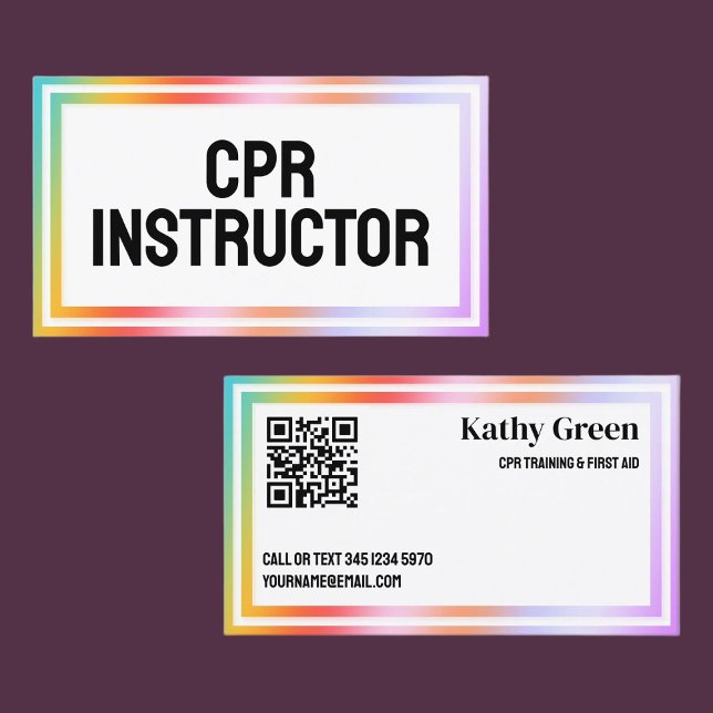 CPR Instructor Custom Vcard QR Visitkort (CPR Instructor Custom Vcard QR Business Cards)