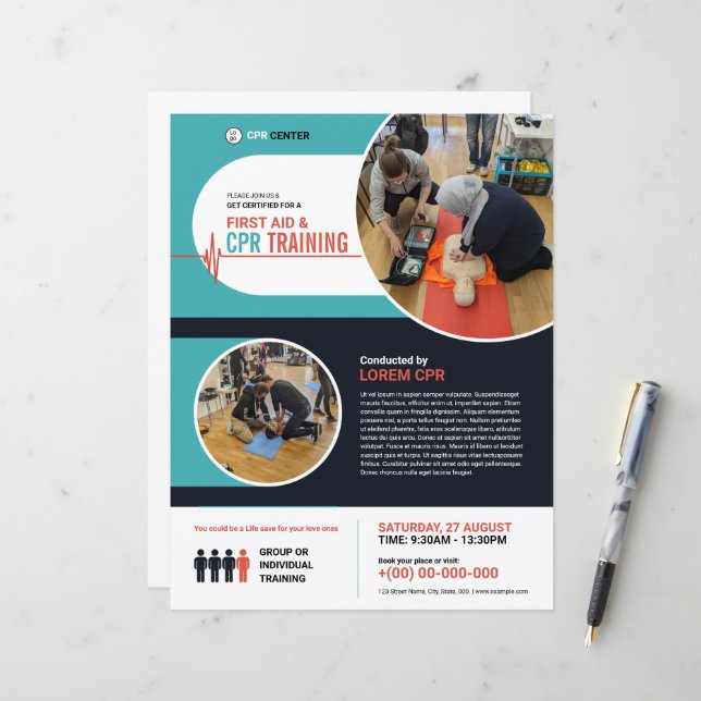 CPR-utbildningspapper | Första hjälpen Flyer (Fram/Back In Situ)