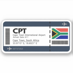 CPT Kapstadens påstigningspass - södra Afrikan Klistermärken