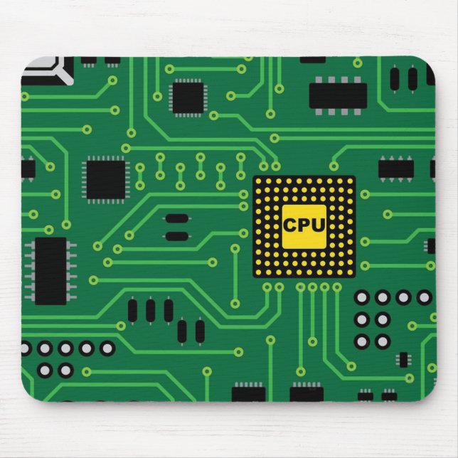 CPU I för datorns Nerd Circuit Board Musmatta (Framsidan)
