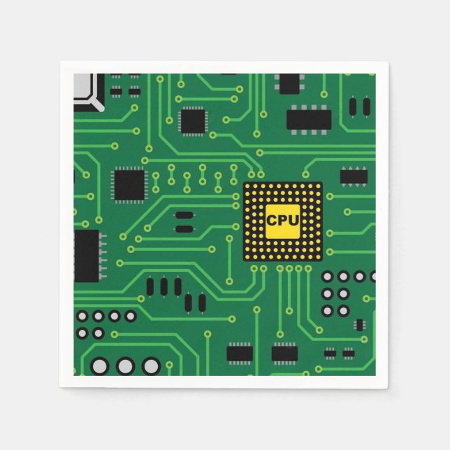 CPU I för datorns Nerd Circuit Board Pappersservett (Framsidan)