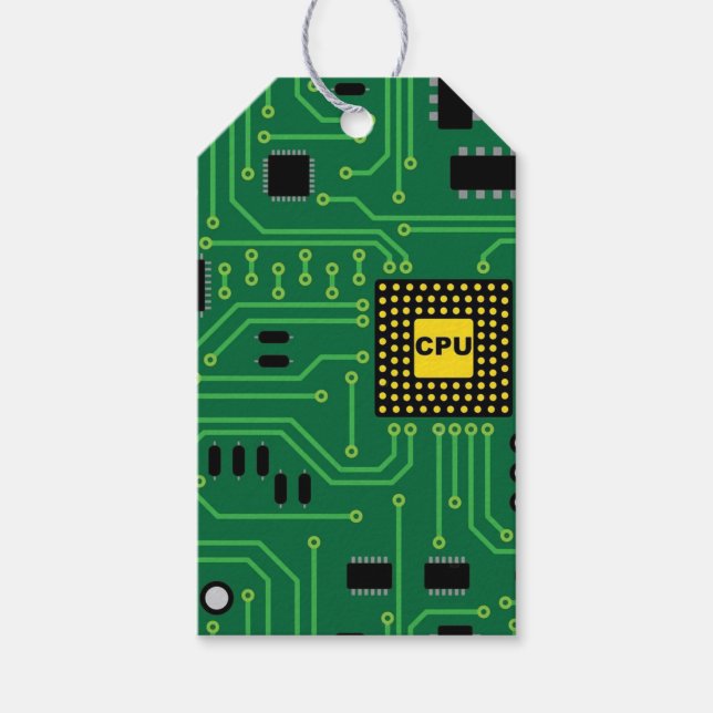 CPU I för datorns Nerd Circuit Board Presentetikett (Framsidan)
