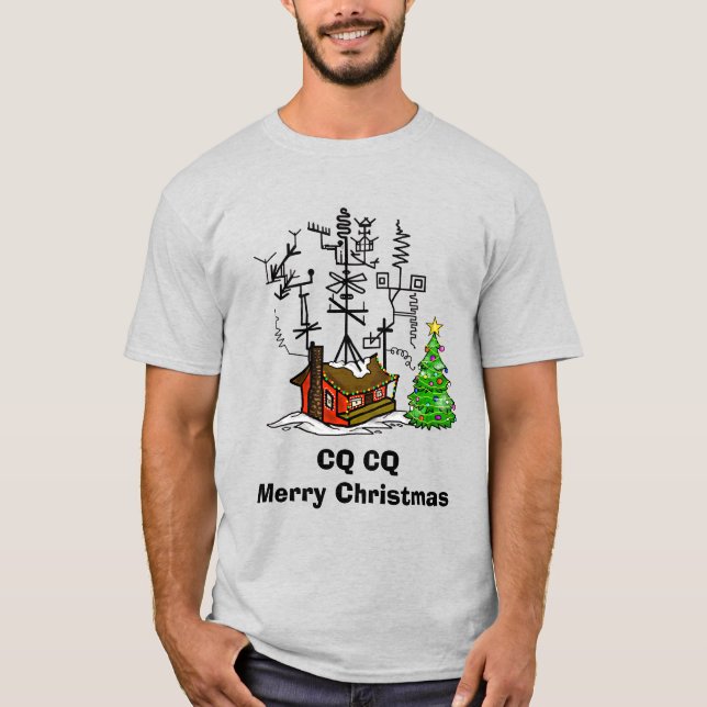 CQ CQ God jul Ham Radio T-Shirt (Framsida)