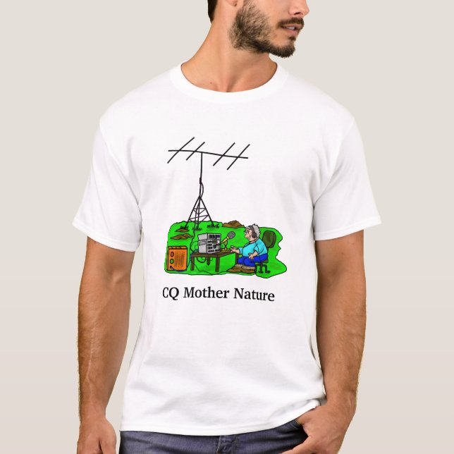CQ Mor naturen utomhus Rig Ham Radio T-Shirt (Framsida)