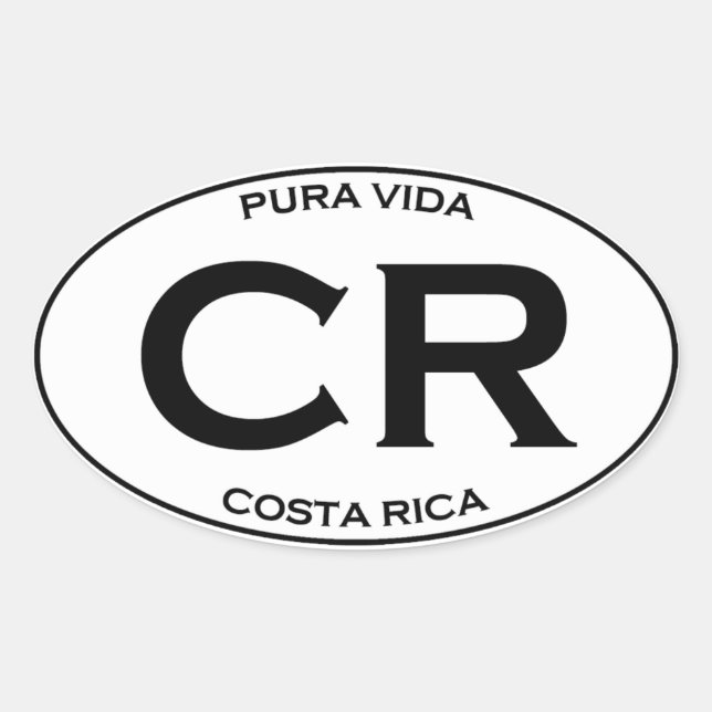 CR - Costa Rica Ovalt Klistermärke (Framsida)