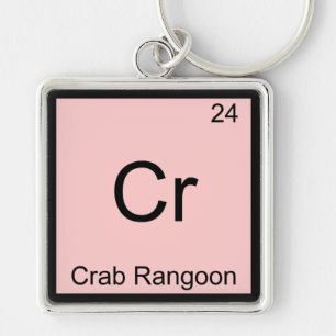 Cr - Crab Rangoon Funny Chemistry Inslag-symbol Fyrkantig Silverfärgad Nyckelring
