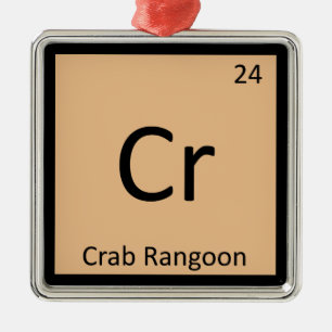 Cr - Kemisk symbol för Crab Rangoon Appetizer Julgransprydnad Metall
