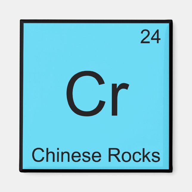 Cr - Kinesiska Stenar Roligt Kemiskt Element Symbo Magnet (Framsidan)