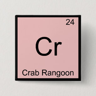 Cr - Krabba Rangoon Roligt Kemiskt Element Symbol Knapp