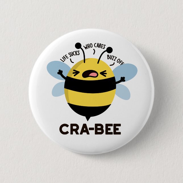 Cra-bee Funny Crabby Bee Pun Knapp (Framsida)