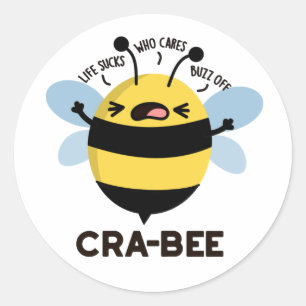 Cra-bee Funny Crabby Bee Pun Runt Klistermärke