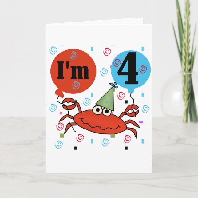 Crab 4e födelsedagen Tshirts och presenter Kort (Framsida)