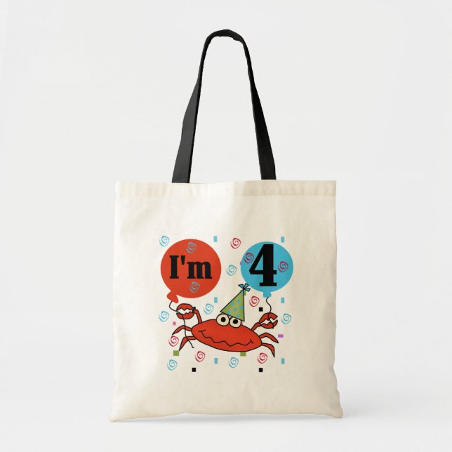 Crab 4e födelsedagen Tshirts och presenter Tygkasse (Framsidan)