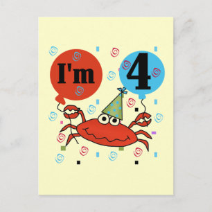 Crab 4e födelsedagen Tshirts och presenter Vykort