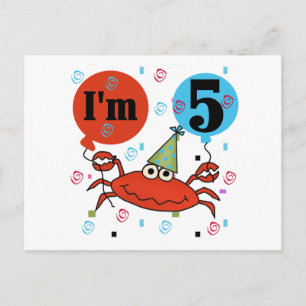 Crab 5:e födelsedag Tshirts och gåvor Vykort