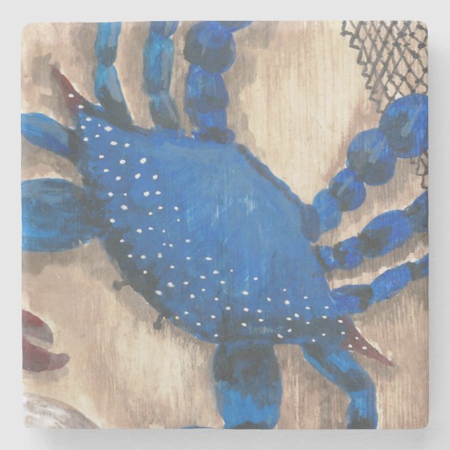 Crab and Seashell Stone Underlägg (Framsidan)