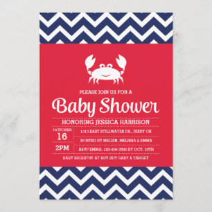 Crab Baby Shower-inbjudan, nautisk inbjudan