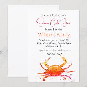 Crab Beach Coastal Nautical Seafood Boil Inbjudningar
