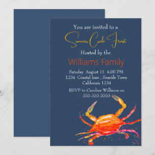Crab Beach Coastal Nautical Seafood Boil Inbjudningar