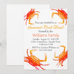 Crab Beach Coastal Nautical Seafood Boil Inbjudningar