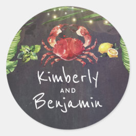 Crab Beach Tropical Handflatan String Ljus Runt Klistermärke