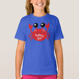 Crab Birthday Girl Cute Tecknad Kids T-Shirt