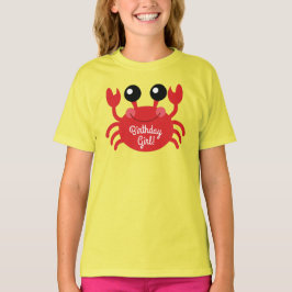 Crab Birthday Girl Cute Tecknad Kids T Shirt