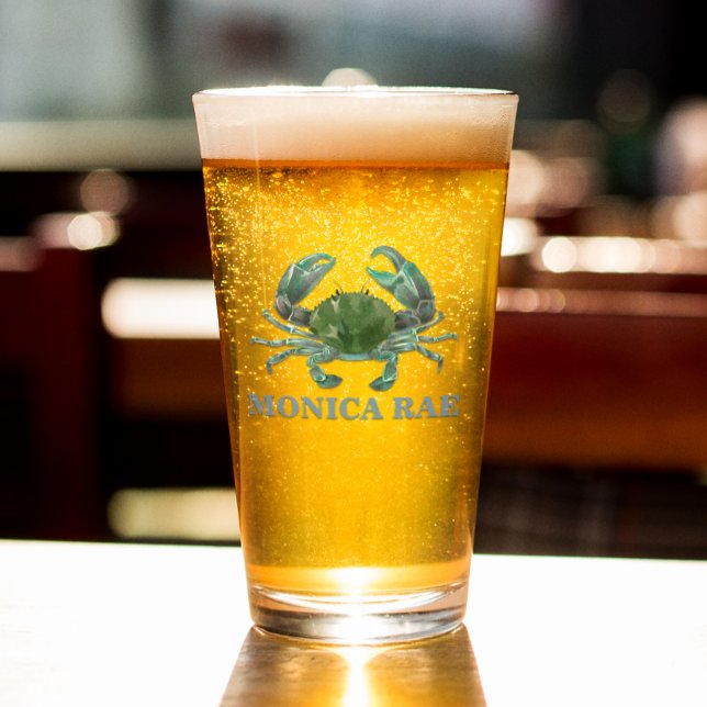 Crab Blue Crustacean Monogram namn Glaskopp (Skapare uppladdad)