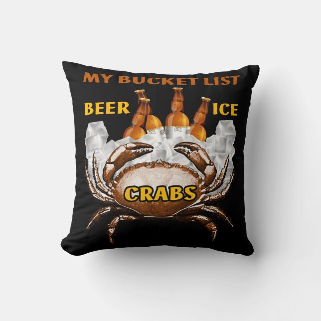 Crab Boil Gift Seafood Bucket List Beer Ice Crabs Kudde (Framsida)