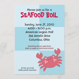 CRAB BOIL Seafood Party 5x7 Birday Baby Shower Inbjudningar