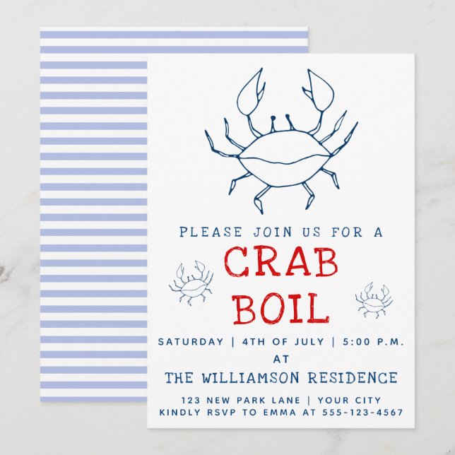 Crab Boil | Sommarpartiets inbjudan (Fram/baksida)