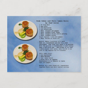 Crab Cakes Recept-vykort Vykort