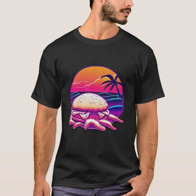 Crab Cakes Synthwave 80s Retrowave Aesthetic T Shirt (Framsida)