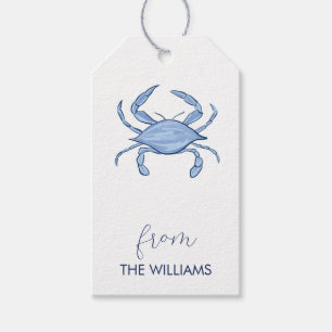 Crab Coastal Chic Anpassningsbar Gift Märkres Presentetikett
