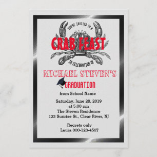 Crab Feast Boil Studenten Valfri Firande Party Inbjudningar