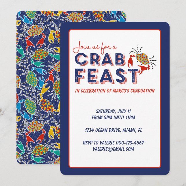 Crab Feast-inbjudan Inbjudningar (Fram/baksida)