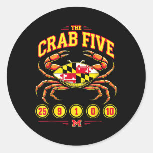 Crab Fem Crab Flagga Maryland Runt Klistermärke