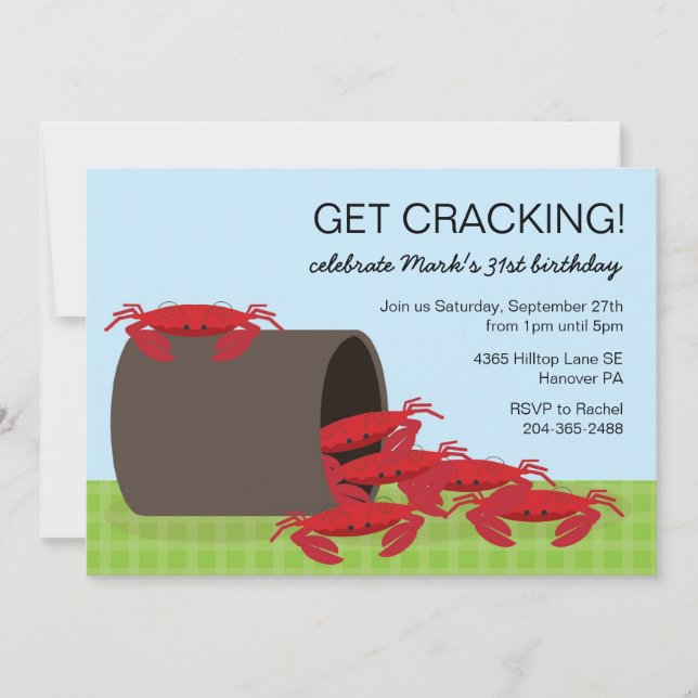 Crab-festinbjudningar för cookout inbjudningar (Framsida)