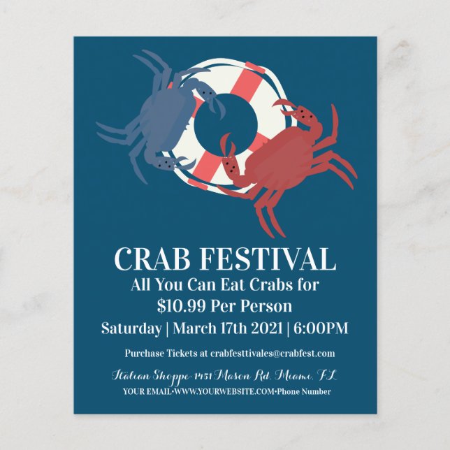 Crab Festival Crab Restaurant Fundraiser Open Flygblad (Framsidan)