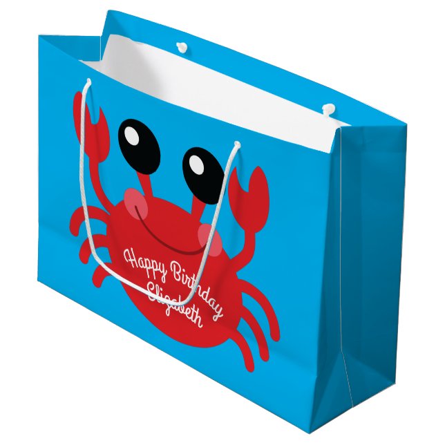 Crab Födelsedagsfest Cute Tecknad Kids Large Gift  (Framsidan Vinklad)